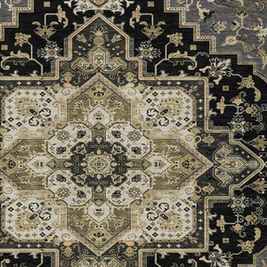 Homeroots 3' Beige Green Brown Oriental Washable Area Rug For Indoor Outdoor Spaces - Durable & Stylish 8' X 10' Polyester 600141