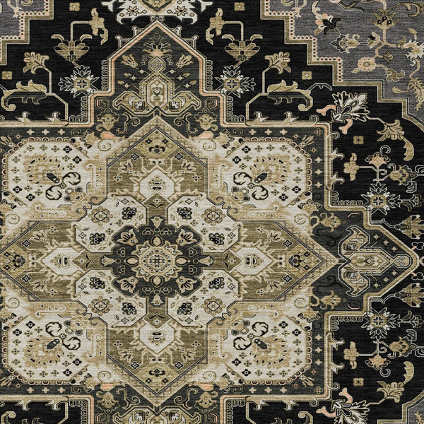 Homeroots 3' Beige Green Brown Oriental Washable Area Rug For Indoor Outdoor Spaces - Durable & Stylish 8' X 10' Polyester 600141