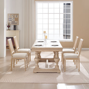 English Elm French Country Dining Chairs Set Of 2, Elegant Upholstered Rattan Back For Dining & Living Spaces W3426P324535