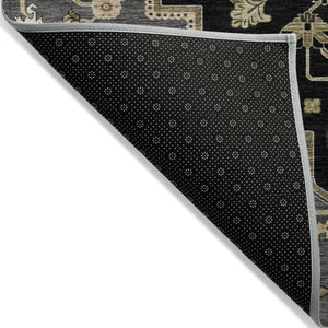 Homeroots 3' Beige Green Brown Oriental Washable Area Rug For Indoor Outdoor Spaces - Durable & Stylish 10' X 14' Polyester 600143