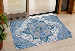 Homeroots 3' Beige Green Brown Oriental Washable Area Rug For Indoor Outdoor Spaces - Durable & Stylish 3' X 5' Polyester 600144