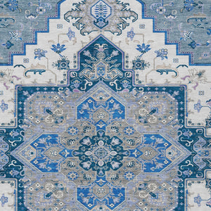 Homeroots 3' Beige Green Brown Oriental Washable Area Rug For Indoor Outdoor Spaces - Durable & Stylish 5' X 8' Polyester 600145