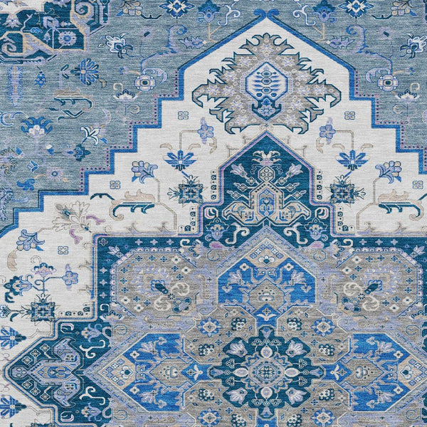 Homeroots 3' Beige Green Brown Oriental Washable Area Rug For Indoor Outdoor Spaces - Durable & Stylish 8' X 10' Polyester 600147