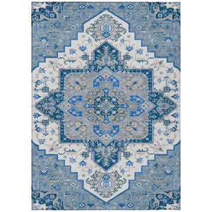 HomeRoots 9' X 12' Blue Gray Ivory Oriental Rug – Stylish, Washable Indoor/Outdoor Area Rug for Every Space! 600148