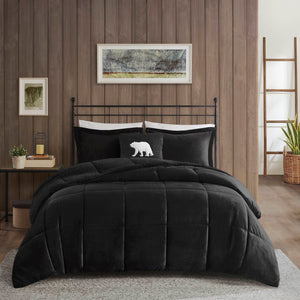 English Elm 4-piece Plush Sherpa Down Alternative Comforter Set Box Quilted Allergy Free Bedding B035P408271