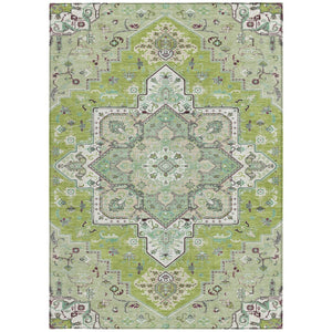 HomeRoots 5' Timeless Oriental Washable Area Rug in Green, Ivory, and Brown for Indoor and Outdoor Spaces 8' X 10' 600153