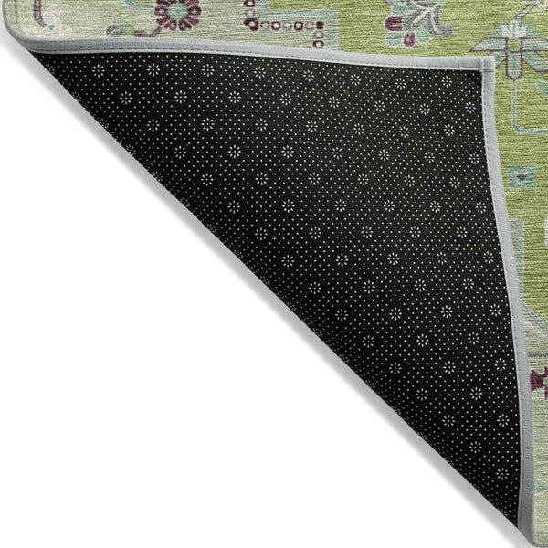 HomeRoots 5' Timeless Oriental Washable Area Rug in Green, Ivory, and Brown for Indoor and Outdoor Spaces 8' X 10' 600153