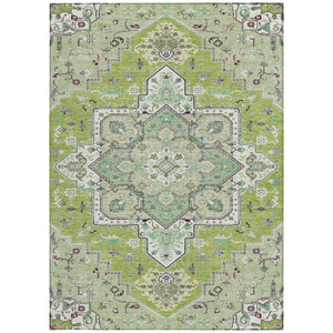Homeroots 3' Beige Green Brown Oriental Washable Area Rug For Indoor Outdoor Spaces - Durable & Stylish 9' X 12' Polyester 600154