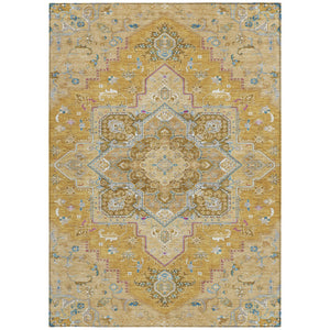 Homeroots 3' Beige Green Brown Oriental Washable Area Rug For Indoor Outdoor Spaces - Durable & Stylish 5' X 8' Polyester 600157
