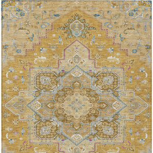 Homeroots 3' Beige Green Brown Oriental Washable Area Rug For Indoor Outdoor Spaces - Durable & Stylish 8' X 10' Polyester 600159