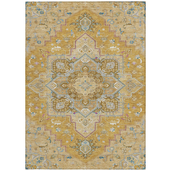Homeroots 3' Beige Green Brown Oriental Washable Area Rug For Indoor Outdoor Spaces - Durable & Stylish 10' X 14' Polyester 600161