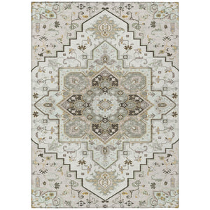 HomeRoots 5' Elegant Ivory and Brown Oriental Area Rug - Washable, Durable, Perfect for Indoor or Outdoor Spaces 10' X 14' 600167