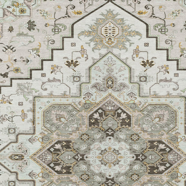 Homeroots 3' Beige Green Brown Oriental Washable Area Rug For Indoor Outdoor Spaces - Durable & Stylish 10' X 14' Polyester 600167