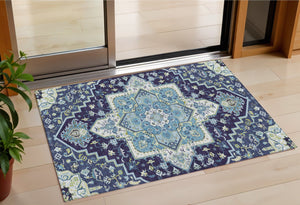 Homeroots 3' Beige Green Brown Oriental Washable Area Rug For Indoor Outdoor Spaces - Durable & Stylish 3' X 5' Polyester 600168