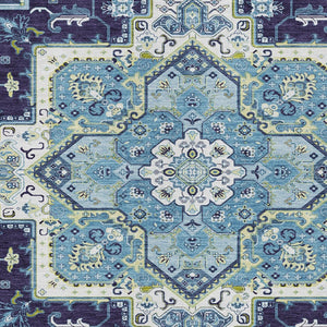 Homeroots 3' Beige Green Brown Oriental Washable Area Rug For Indoor Outdoor Spaces - Durable & Stylish 3' X 5' Polyester 600168