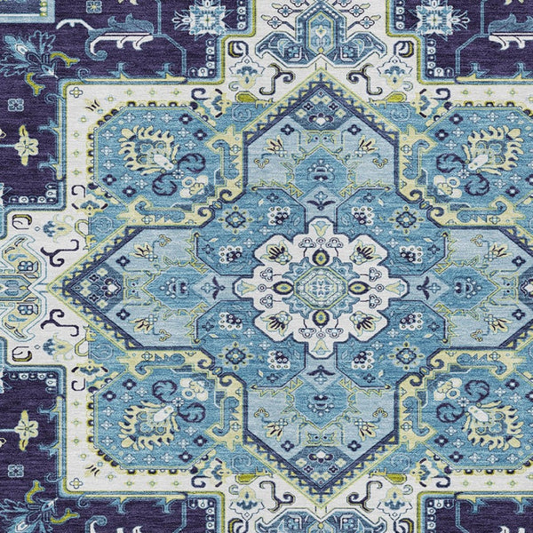 Homeroots 3' Beige Green Brown Oriental Washable Area Rug For Indoor Outdoor Spaces - Durable & Stylish 5' X 8' Polyester 600169