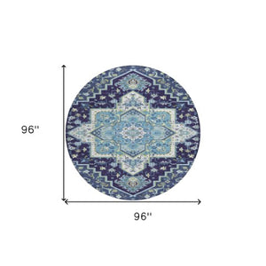 Homeroots 3' Beige Green Brown Oriental Washable Area Rug For Indoor Outdoor Spaces - Durable & Stylish 8' Round Polyester 600170