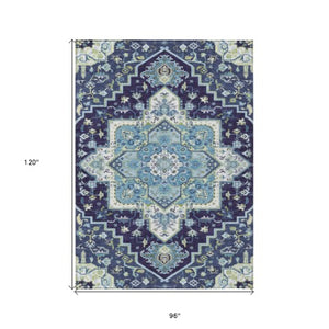 Homeroots 3' Beige Green Brown Oriental Washable Area Rug For Indoor Outdoor Spaces - Durable & Stylish 8' X 10' Polyester 600171