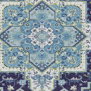 Homeroots 3' Beige Green Brown Oriental Washable Area Rug For Indoor Outdoor Spaces - Durable & Stylish 8' X 10' Polyester 600171