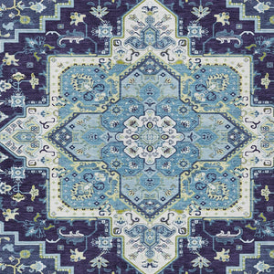 Homeroots 3' Beige Green Brown Oriental Washable Area Rug For Indoor Outdoor Spaces - Durable & Stylish 9' X 12' Polyester 600172