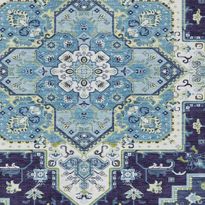 Homeroots 3' Beige Green Brown Oriental Washable Area Rug For Indoor Outdoor Spaces - Durable & Stylish 9' X 12' Polyester 600172