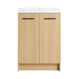English Elm 24" Floating Oak Plywood Bathroom Vanity Set with Glossy Resin Sink Scandinavian Style W3450S00090