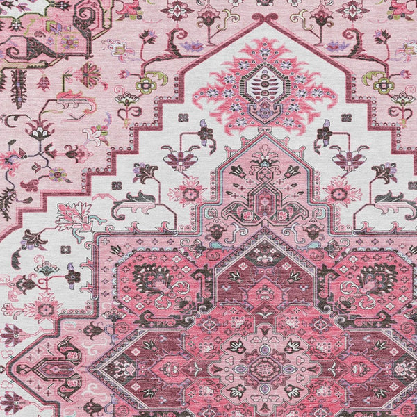 Homeroots 3' Beige Green Brown Oriental Washable Area Rug For Indoor Outdoor Spaces - Durable & Stylish 5' X 8' Polyester 600181