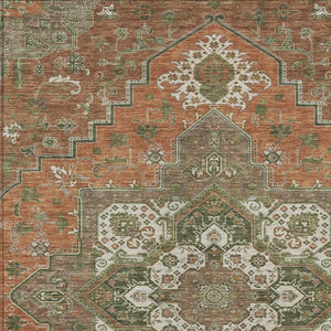 Homeroots 3' Beige Green Brown Oriental Washable Area Rug For Indoor Outdoor Spaces - Durable & Stylish 3' X 5' Polyester 600186