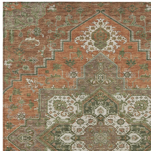 Homeroots 3' Beige Green Brown Oriental Washable Area Rug For Indoor Outdoor Spaces - Durable & Stylish 10' X 14' Polyester 600191