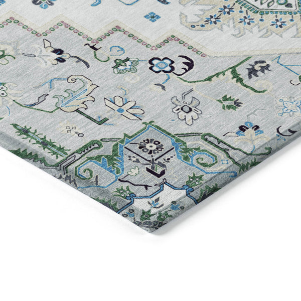 Homeroots 3' Beige Green Brown Oriental Washable Area Rug For Indoor Outdoor Spaces - Durable & Stylish 5' X 8' Polyester 600193