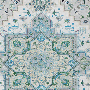 Homeroots 3' Beige Green Brown Oriental Washable Area Rug For Indoor Outdoor Spaces - Durable & Stylish 9' X 12' Polyester 600196