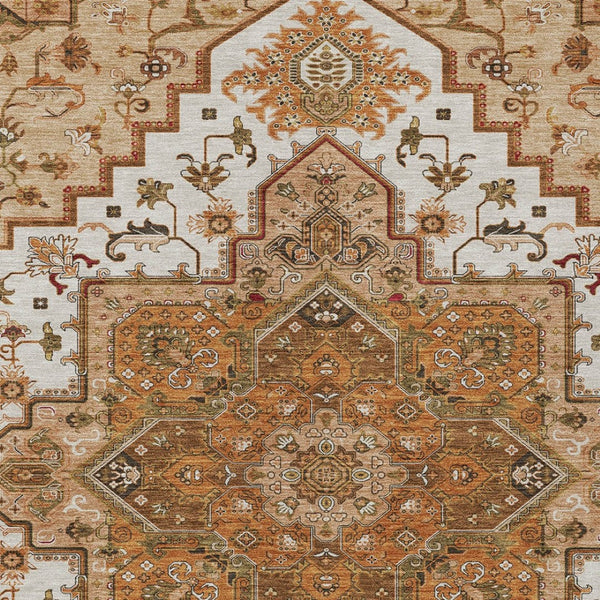 Homeroots 3' Beige Green Brown Oriental Washable Area Rug For Indoor Outdoor Spaces - Durable & Stylish 5' X 8' Polyester 600199