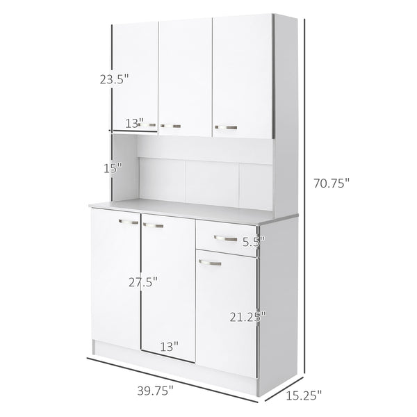 English Elm Homcom 71" Modern Buffet Hutch - Stylish Storage & Display Solution For Kitchen & Dining Spaces W2225S00044