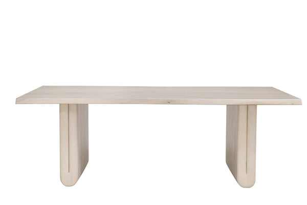 Basset Mirror Nadia Dining Table - Modern Coastal Design With Live Edge Top & Soft Rounded Edges For Serenity White Mango Wood 6002-600b-t