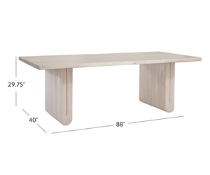 Basset Mirror Nadia Dining Table - Modern Coastal Design With Live Edge Top & Soft Rounded Edges For Serenity White Mango Wood 6002-600b-t