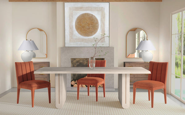 Basset Mirror Nadia Dining Table - Modern Coastal Design With Live Edge Top & Soft Rounded Edges For Serenity White Mango Wood 6002-600b-t