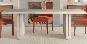 Basset Mirror Nadia Dining Table - Modern Coastal Design With Live Edge Top & Soft Rounded Edges For Serenity White Mango Wood 6002-600b-t