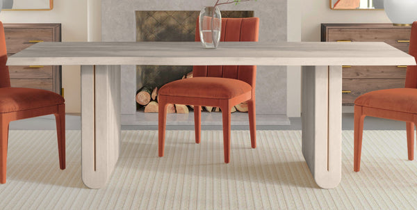 Basset Mirror Nadia Dining Table - Modern Coastal Design With Live Edge Top & Soft Rounded Edges For Serenity White Mango Wood 6002-600b-t