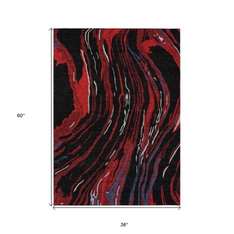 Homeroots 3' Abstract Beige Teal Blue And Ivory Washable Area Rug For Indoor Outdoor Style And Comfort 3' X 5' Polyester 600210