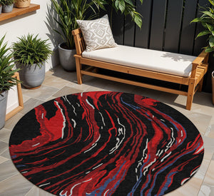 Homeroots 3' Abstract Beige Teal Blue And Ivory Washable Area Rug For Indoor Outdoor Style And Comfort 8' Round Polyester 600212