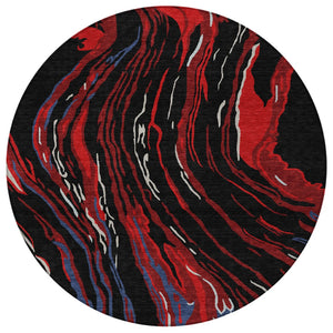 Homeroots 3' Abstract Beige Teal Blue And Ivory Washable Area Rug For Indoor Outdoor Style And Comfort 8' Round Polyester 600212