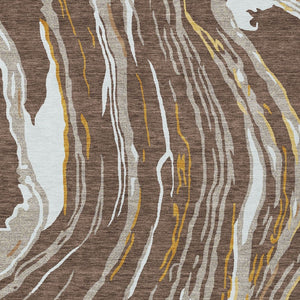 Homeroots 3' Abstract Beige Teal Blue And Ivory Washable Area Rug For Indoor Outdoor Style And Comfort 3' X 5' Polyester 600216