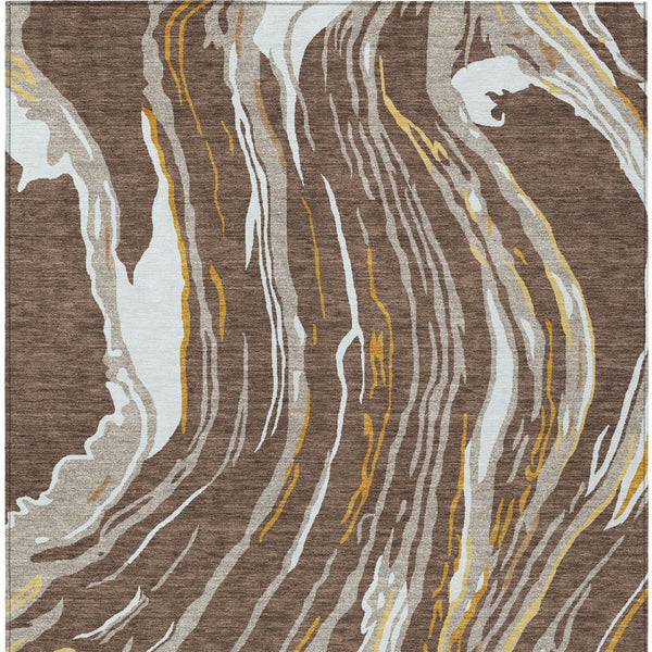 Homeroots 3' Abstract Beige Teal Blue And Ivory Washable Area Rug For Indoor Outdoor Style And Comfort 5' X 8' Polyester 600217