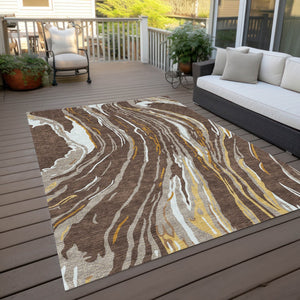 Homeroots 3' Abstract Beige Teal Blue And Ivory Washable Area Rug For Indoor Outdoor Style And Comfort 5' X 8' Polyester 600217