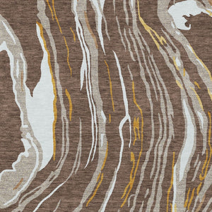 Homeroots 3' Abstract Beige Teal Blue And Ivory Washable Area Rug For Indoor Outdoor Style And Comfort 5' X 8' Polyester 600217