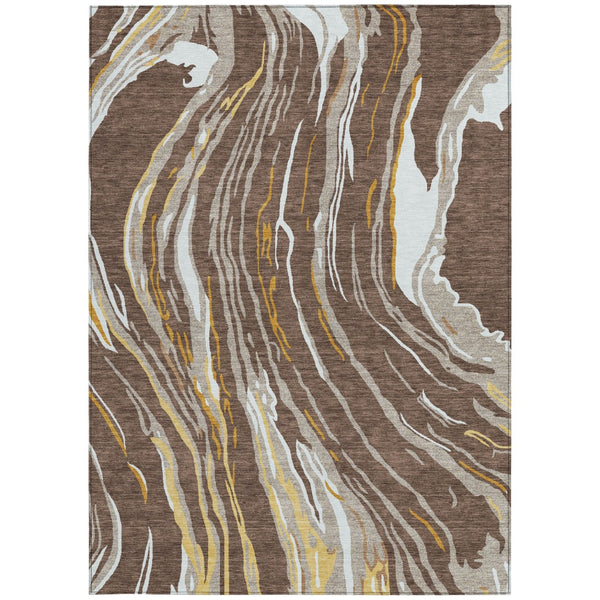 Homeroots 3' Abstract Beige Teal Blue And Ivory Washable Area Rug For Indoor Outdoor Style And Comfort 8' X 10' Polyester 600219