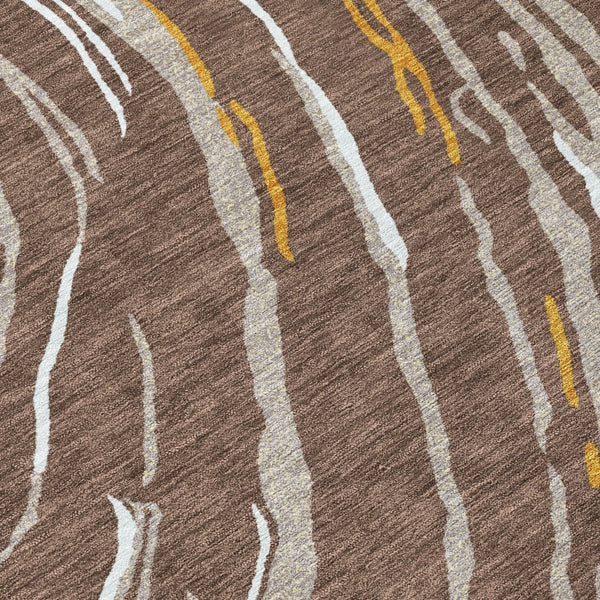 Homeroots 3' Abstract Beige Teal Blue And Ivory Washable Area Rug For Indoor Outdoor Style And Comfort 8' X 10' Polyester 600219