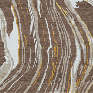 Homeroots 3' Abstract Beige Teal Blue And Ivory Washable Area Rug For Indoor Outdoor Style And Comfort 9' X 12' Polyester 600220