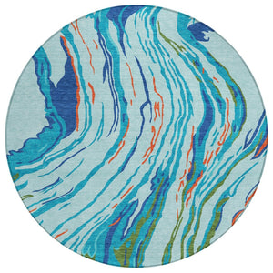 HomeRoots 5' Vibrant Abstract Washable Area Rug for Indoor and Outdoor Spaces - Stylish & Low-Maintenance Design 8' Round 600224