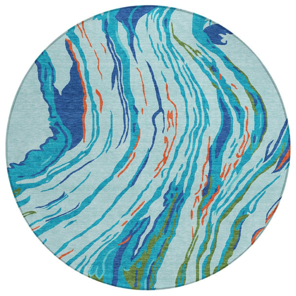 HomeRoots 5' Vibrant Abstract Washable Area Rug for Indoor and Outdoor Spaces - Stylish & Low-Maintenance Design 8' Round 600224